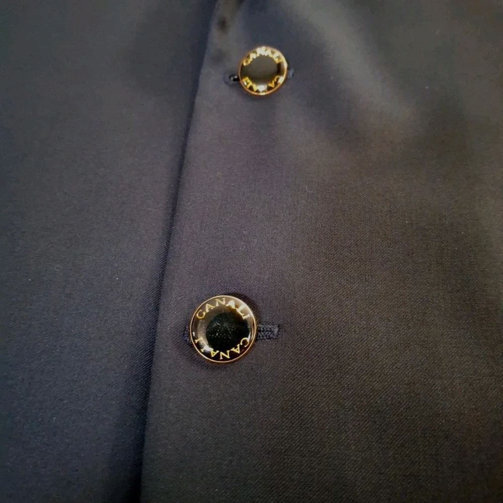 Canali Blazer Mens 52R Black 100% Wool Sport Coat Gold Buttons Made Italy